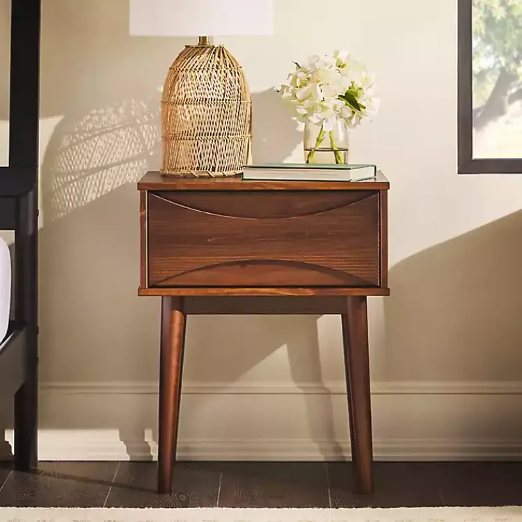 Kirklands Home Walnut Mid-Century Modern Nightstand Brown Outlet