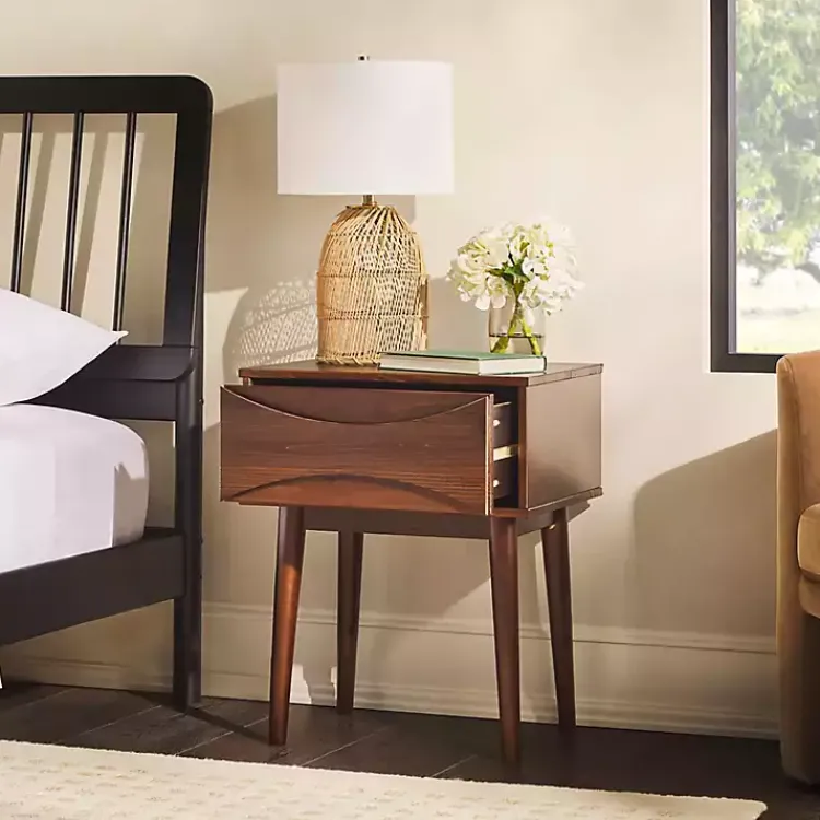 Kirklands Home Walnut Mid-Century Modern Nightstand Brown Outlet