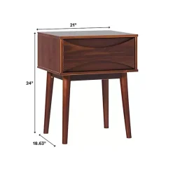 Kirklands Home Walnut Mid-Century Modern Nightstand Brown Outlet