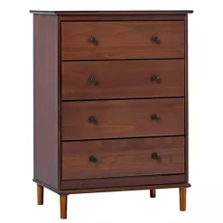 Kirklands Home Walnut Mid-Century Modern 4-Drawer Wood Dresser Brown Best