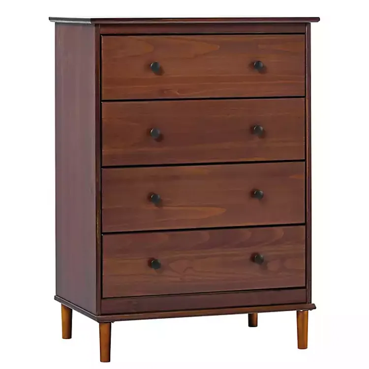 Kirklands Home Walnut Mid-Century Modern 4-Drawer Wood Dresser Brown Best