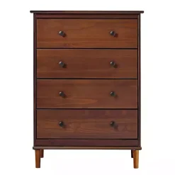 Kirklands Home Walnut Mid-Century Modern 4-Drawer Wood Dresser Brown Best