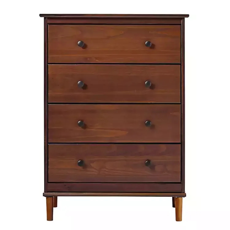 Kirklands Home Walnut Mid-Century Modern 4-Drawer Wood Dresser Brown Best