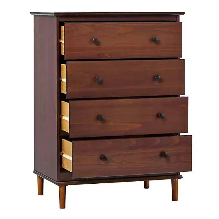 Kirklands Home Walnut Mid-Century Modern 4-Drawer Wood Dresser Brown Best