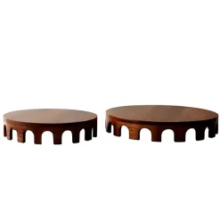 Decorative Accents>Kirklands Home Walnut Round Cut Out Risers, Set of 2 Brown