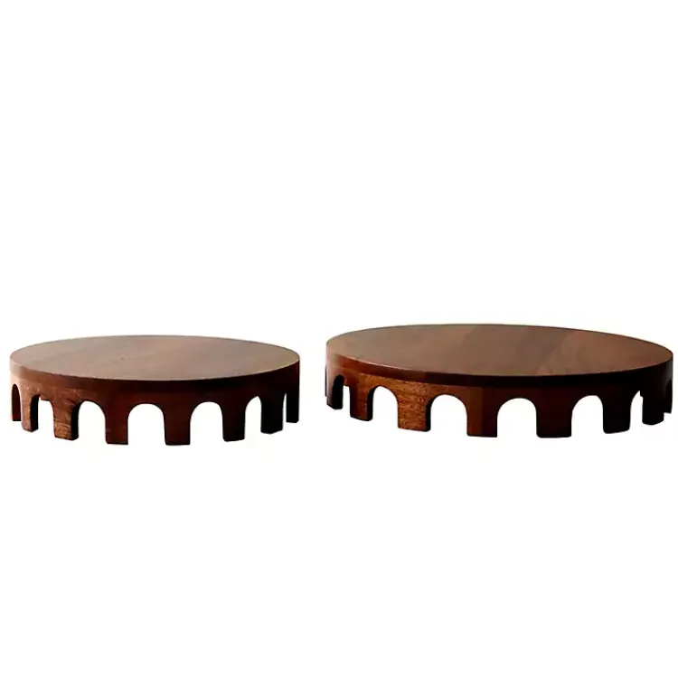 Decorative Accents>Kirklands Home Walnut Round Cut Out Risers, Set of 2 Brown