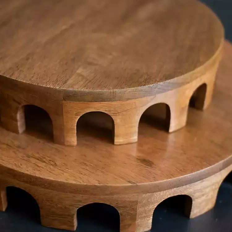Decorative Accents>Kirklands Home Walnut Round Cut Out Risers, Set of 2 Brown