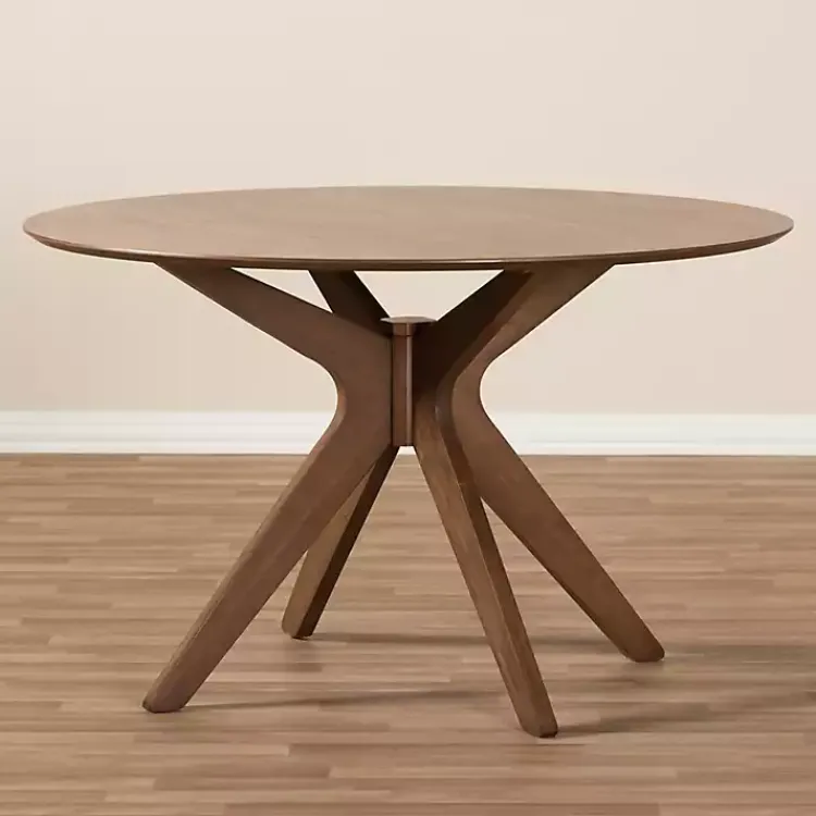 Kirklands Home Walnut Round Monte Dining Table Brown Outlet