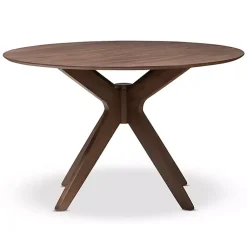 Kirklands Home Walnut Round Monte Dining Table Brown Outlet