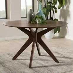 Kirklands Home Walnut Round Monte Dining Table Brown Outlet