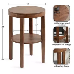 Kirklands Home Walnut Round Talen Accent Table Brown Sale