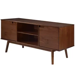 Kirklands Home Walnut Solid Wood TV Console Brown Discount