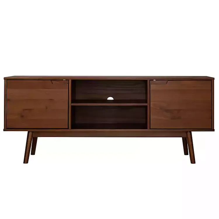 Kirklands Home Walnut Solid Wood TV Console Brown Discount