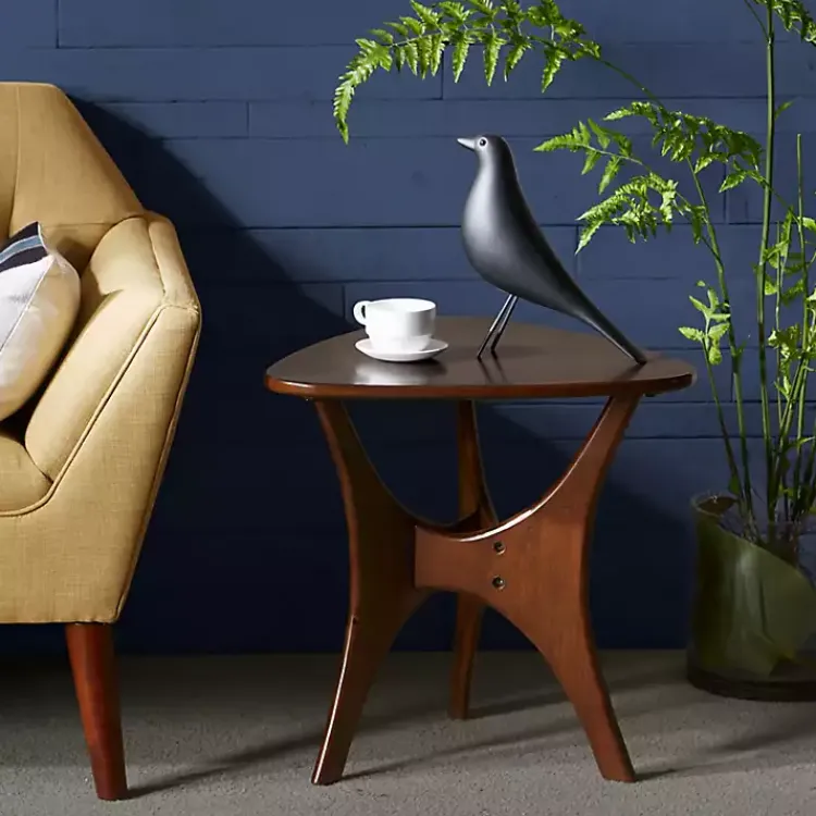 Kirklands Home Walnut Triangle Modern Accent Table Brown Hot
