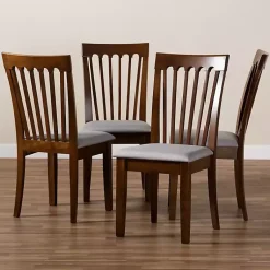 Kirklands Home Walnut Upholstered Minette 4-pc. Dining Chair Set Gray Hot