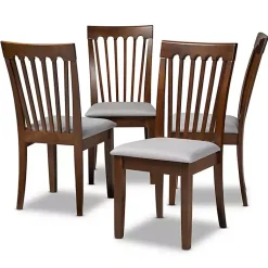 Kirklands Home Walnut Upholstered Minette 4-pc. Dining Chair Set Gray Hot