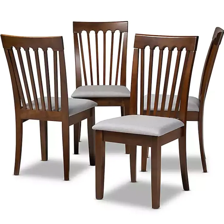 Kirklands Home Walnut Upholstered Minette 4-pc. Dining Chair Set Gray Hot