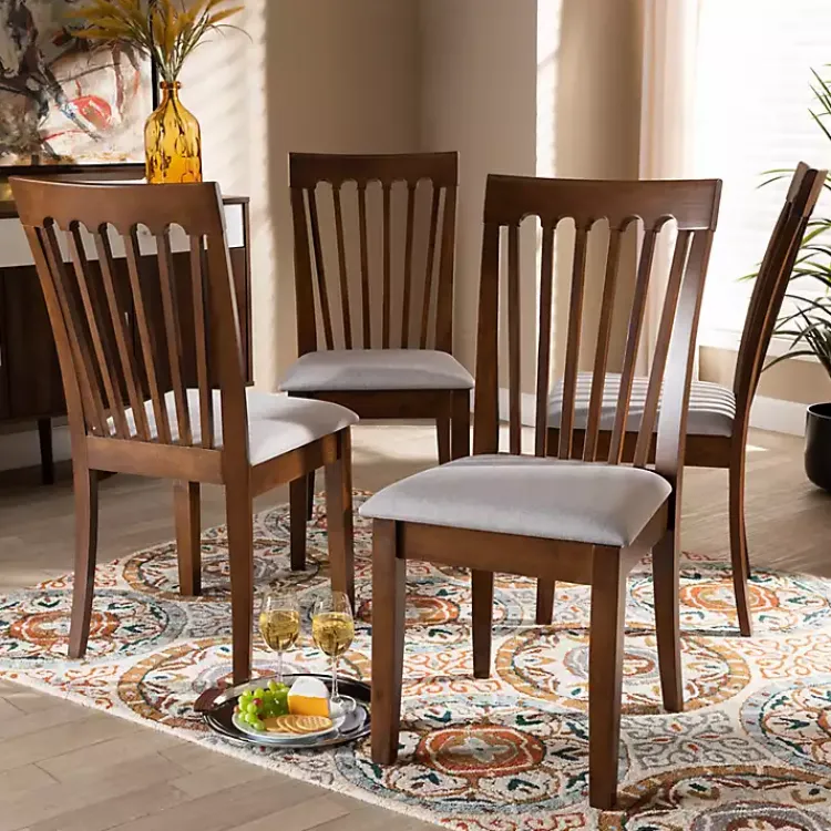 Kirklands Home Walnut Upholstered Minette 4-pc. Dining Chair Set Gray Hot
