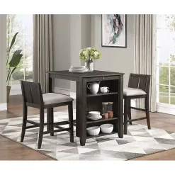 Kirklands Home Walnut USB Counter Table and Stools, Set of 3 Brown Online