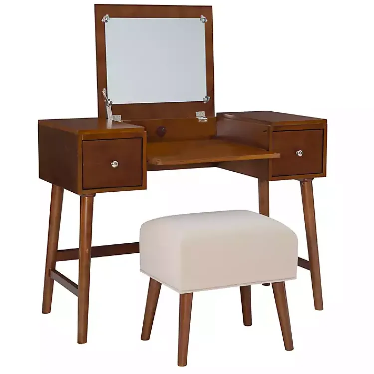 Kirklands Home Walnut Viola Flip-Top 2-pc. Vanity Set Brown Outlet
