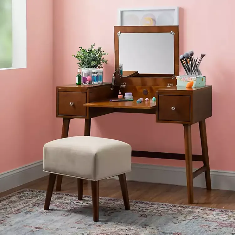 Kirklands Home Walnut Viola Flip-Top 2-pc. Vanity Set Brown Outlet