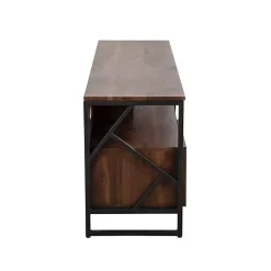 Kirklands Home Walnut Wood and Black Steel Media Stand Brown Sale
