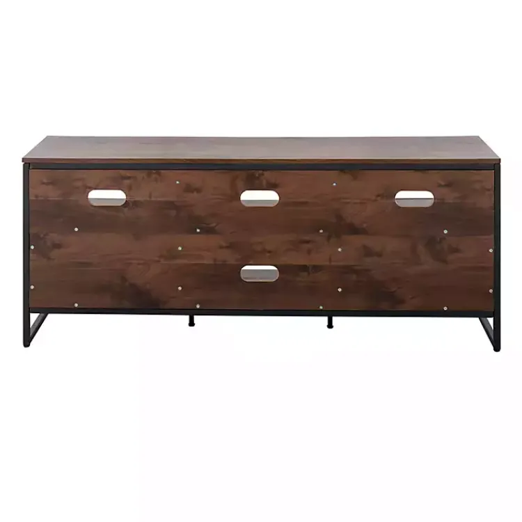Kirklands Home Walnut Wood and Black Steel Media Stand Brown Sale