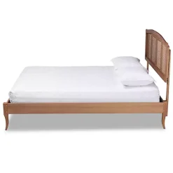 Kirklands Home Walnut Wood and Rattan King Bed Frame Brown Best