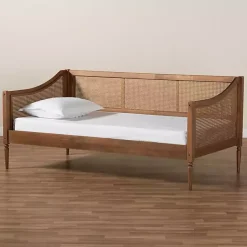 Kirklands Home Walnut Wood and Rattan Twin Daybed Brown Online