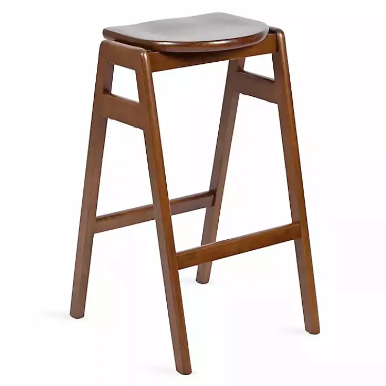 Kirklands Home Walnut Wood Backless Bar Stool Brown Outlet