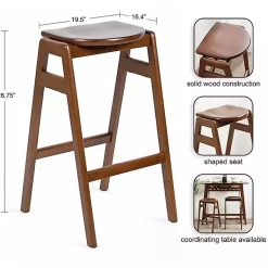 Kirklands Home Walnut Wood Backless Bar Stool Brown Outlet