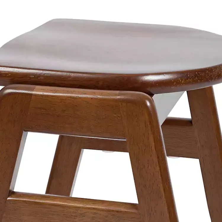 Kirklands Home Walnut Wood Backless Bar Stool Brown Outlet
