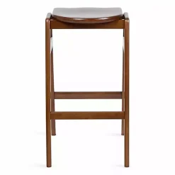 Kirklands Home Walnut Wood Backless Bar Stool Brown Outlet