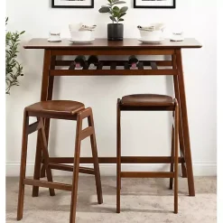 Kirklands Home Walnut Wood Backless Bar Stool Brown Outlet