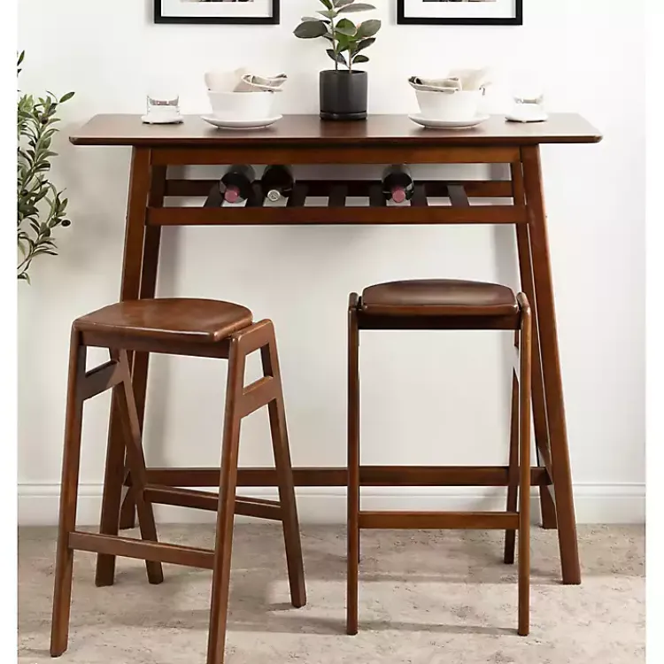 Kirklands Home Walnut Wood Backless Bar Stool Brown Outlet