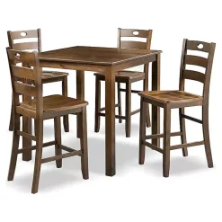 Kirklands Home Walnut Wood Brooke 5-pc. Counter Height Set Brown