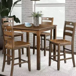 Kirklands Home Walnut Wood Brooke 5-pc. Counter Height Set Brown