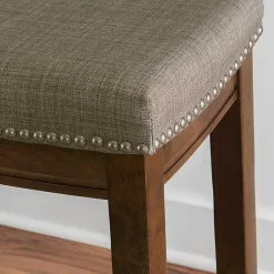 Kirklands Home Walnut Wood Counter Stool with Cushion Gray Best