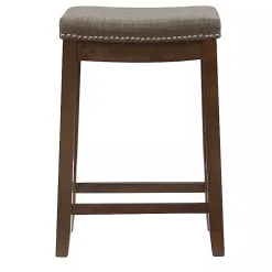 Kirklands Home Walnut Wood Counter Stool with Cushion Gray Best
