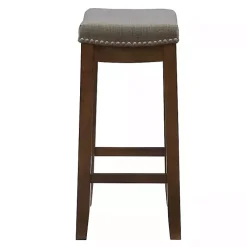 Kirklands Home Walnut Wood Counter Stool with Cushion Gray Best