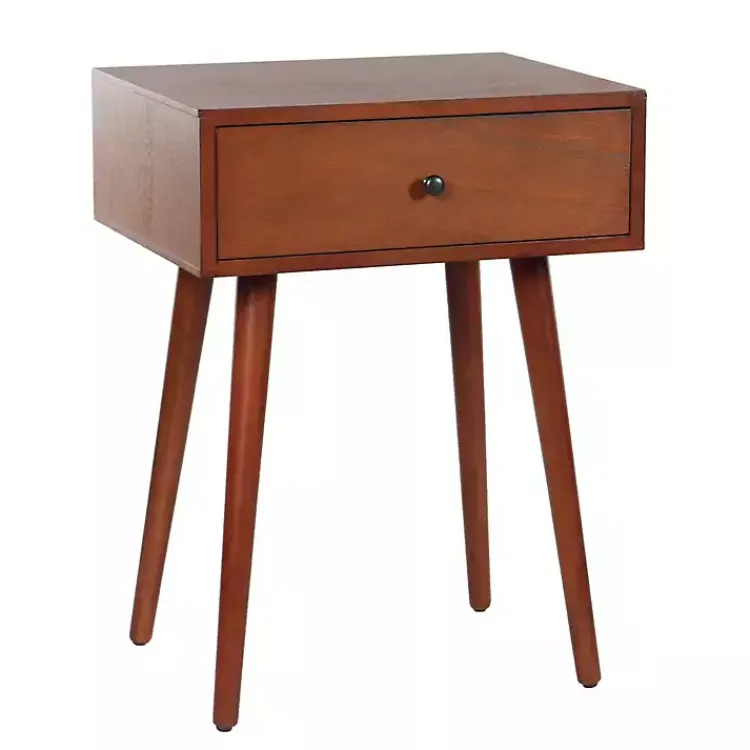 Kirklands Home Walnut Wood 1-Drawer Arthur Accent Table Brown Hot