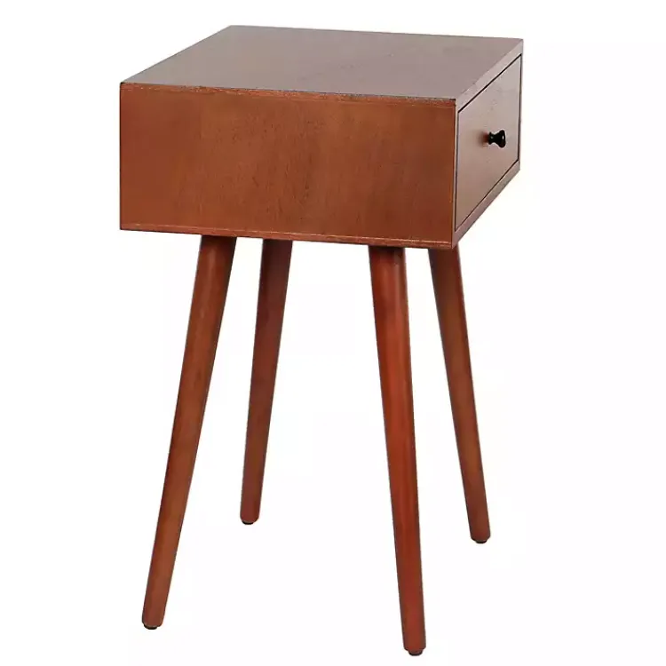 Kirklands Home Walnut Wood 1-Drawer Arthur Accent Table Brown Hot
