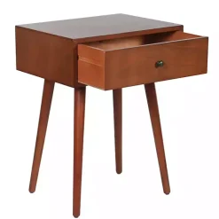 Kirklands Home Walnut Wood 1-Drawer Arthur Accent Table Brown Hot