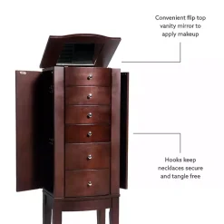 Kirklands Home Walnut Wood 6-Drawer Maddie Jewelry Armoire Brown Outlet
