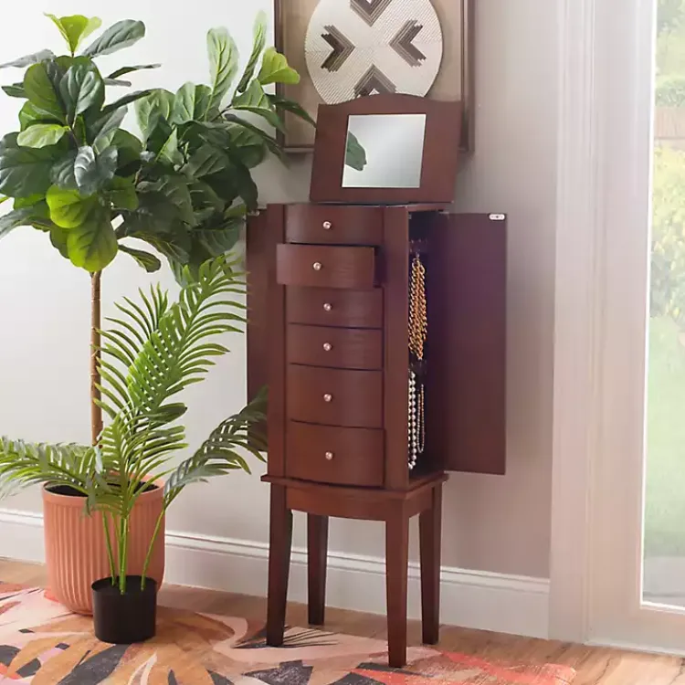 Kirklands Home Walnut Wood 6-Drawer Maddie Jewelry Armoire Brown Outlet