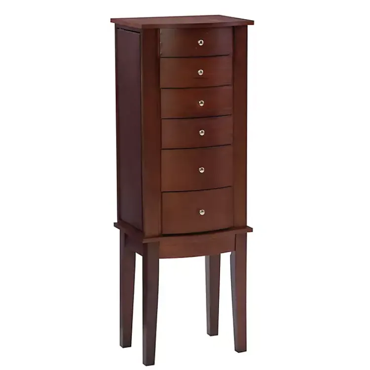 Kirklands Home Walnut Wood 6-Drawer Maddie Jewelry Armoire Brown Outlet
