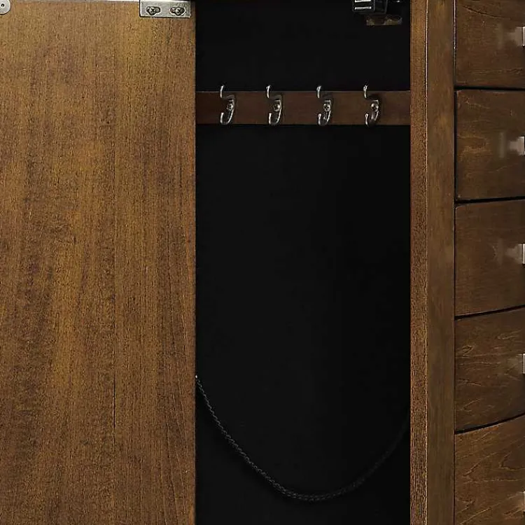 Kirklands Home Walnut Wood 5-Drawer Zinnia Jewelry Armoire Brown Hot