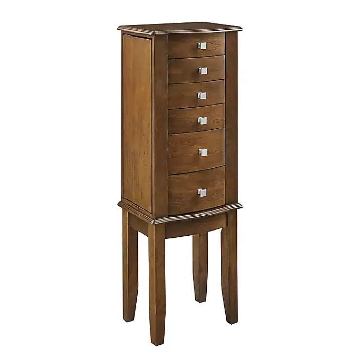 Kirklands Home Walnut Wood 5-Drawer Zinnia Jewelry Armoire Brown Hot