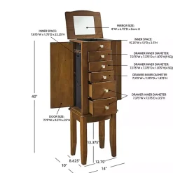 Kirklands Home Walnut Wood 5-Drawer Zinnia Jewelry Armoire Brown Hot