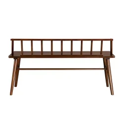 Kirklands Home Walnut Wood Low Back Spindle Bench Brown
